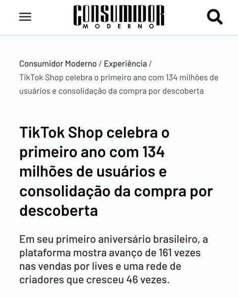 TikTok Shop celebra o primeiro ano com 134 milhões de usuários