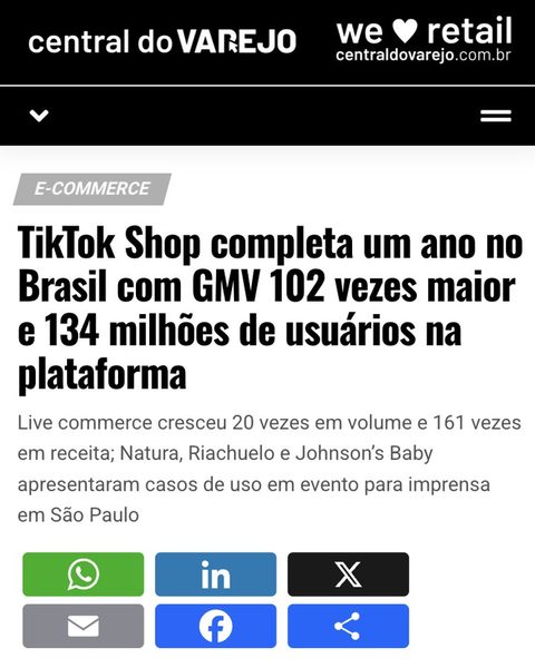 TikTok Shop completa um ano no Brasil com GMV 102 vezes maior