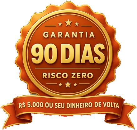 Selo de garantia de 90 dias: risco zero, R$5.000 ou seu dinheiro de volta